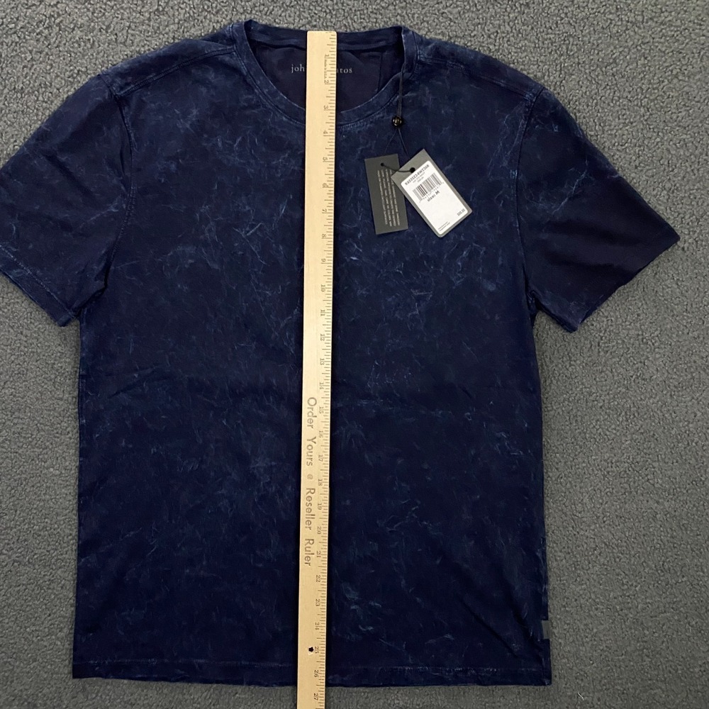 John Varvatos Enzo Crew T-shirt Mens Medium Navy Blue Washed Marble Grunge NWT - Picture 11 of 13